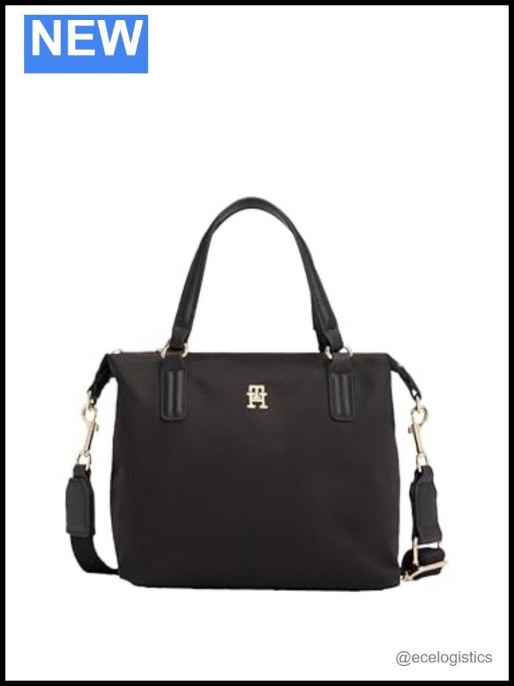 Small Tote Bag with Removable Crossbody Strap, Nylon, Zip Closure